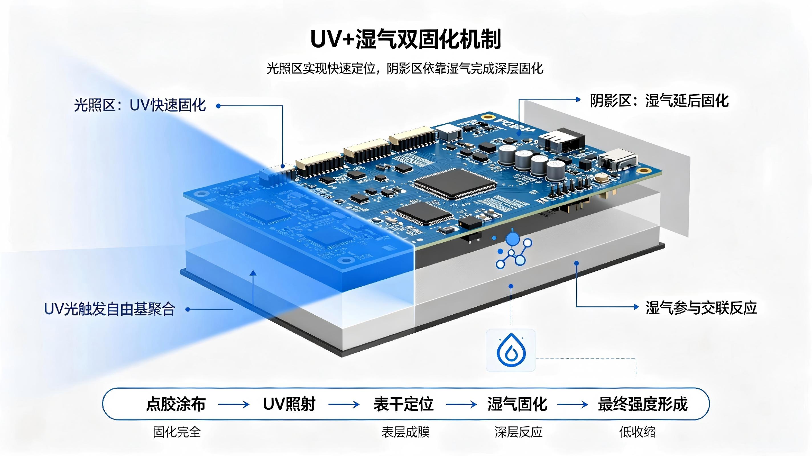 UV+湿气双固化机制